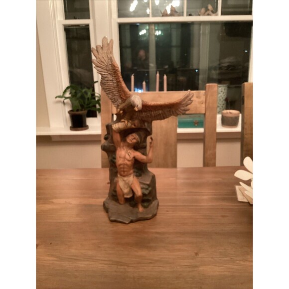 Vintage Native American Ceramic Bisque Eagle Painted 15” - Picture 2 of 8